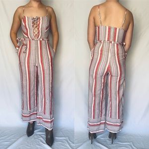 🦞3/$30🦞 J. Roberts | Red & White Striped Cami Jumpsuit